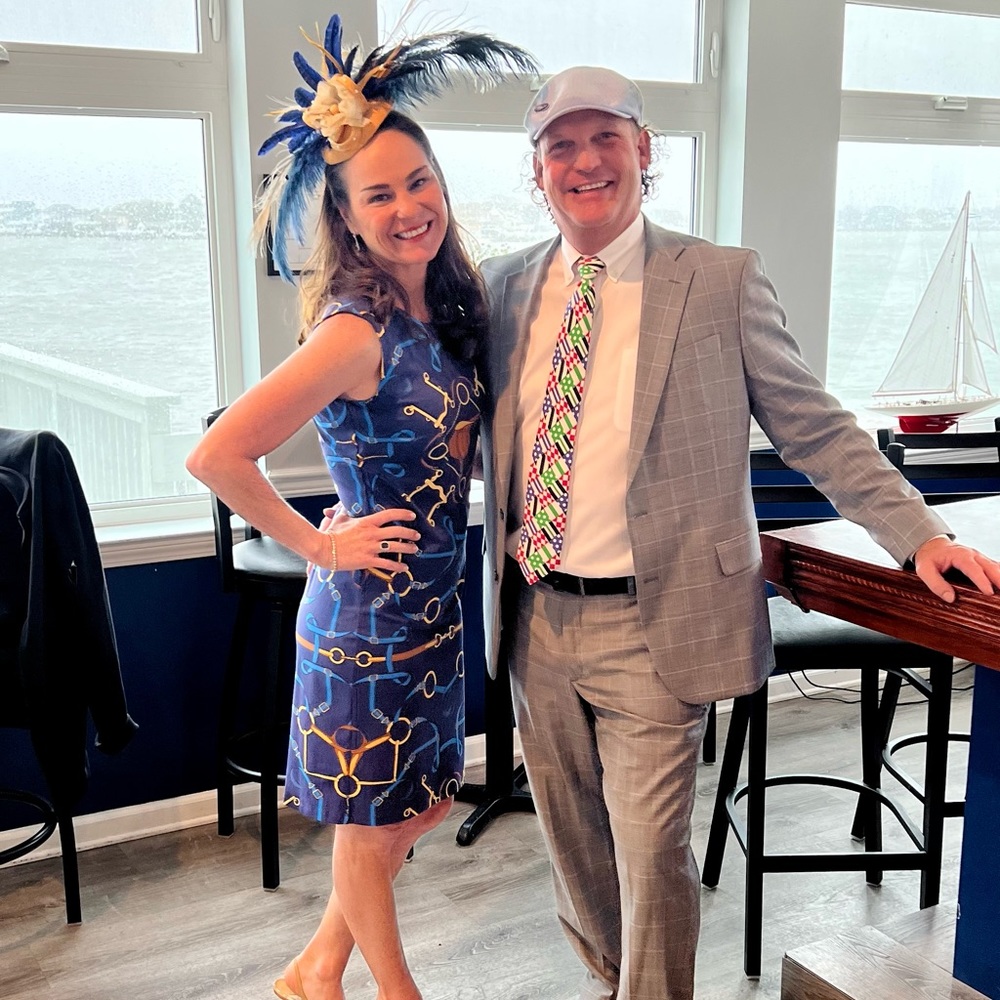Preakness/ Derby Party! Dress matching fascinator.